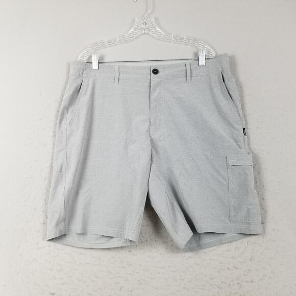 O'Neill Shorts Mens 38 Gray Crossover Hybrid Stretch Quick Dry Zip Pocket D-Ring - Picture 1 of 16